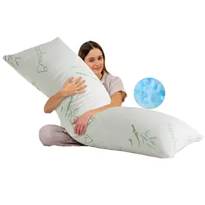 Full Body Pillow for Adults Shredded Memory Foam Long Pillow for Sleeping with Removable Bamboo Cover Firm Hug Pillows for Side and Back Sleepers 20x54