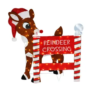 Northlight 36" LED Rudolph Reindeer Crossing Si gn Decoration