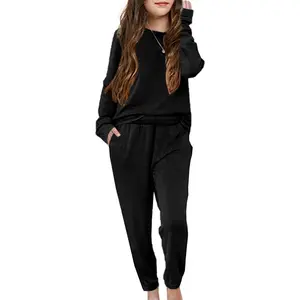 Girls Pullover Sweatsuit Casual Sweatpants Loungewear Set Relaxed Tracksuit Workout Sets