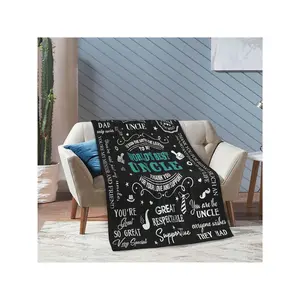 Cozy Black Throw Blanket for Uncle - 'World's Best Uncle' Design with Heartfelt Loving Messages