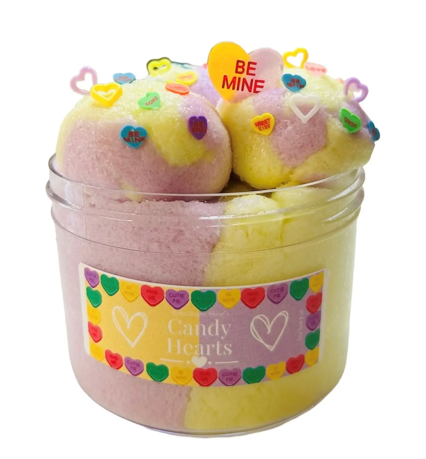 Candy Hearts Cloud Dough Slime- 8oz - handmade in USA