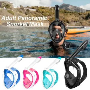 Full Face Snorkel Mask for Adults & Youth - 180° Panoramic View, Latest Dry Top Breathing System, Foldable Diving Mask with Camera Mount, Anti-Leak & Anti-Fog Design