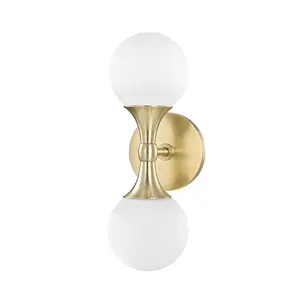 Astoria Sconce - Opal Matte Glass Shades in Aged Brass or Polished Chrome Finish