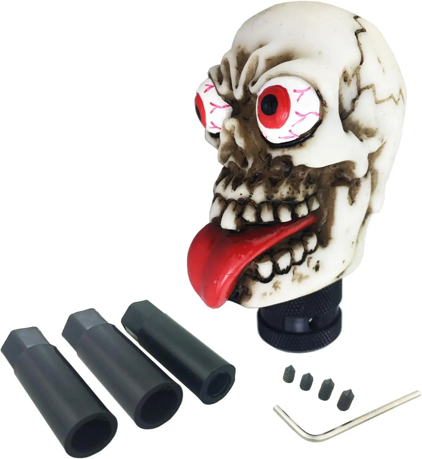 Skull  Knob Lever Shifter Funny Big Eye Skeleton Gear Stick Shift Handle Replacement Fit  Manual Auto , Beige