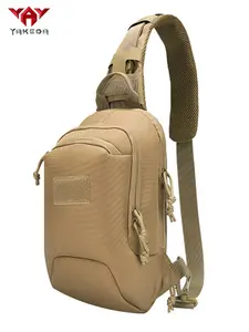YAKEDA Single Shoulder Chest Bag, Adjustable Breathable Mesh Strap, Multiple Zip Pockets, Small Lightweight Outdoor Storage, Belt Bag