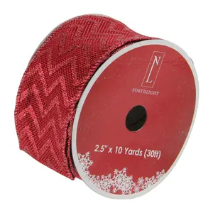 Northlight Pack of 12 Wine Red Chevron Ribbon 2 .5" x 120