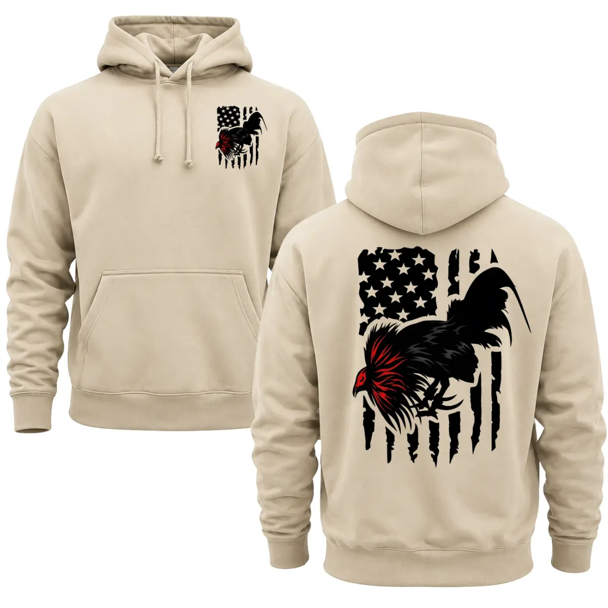 Patriotic Gamefowl Hoodie, American Gamefowl Flag Rooster Hoodie, Gamecock Sweatshirt, Chicken Breeder Hoodie, USA Farm Apparel, Poultry Lover Gift, Country Farm Unisex Fleece Hoodie