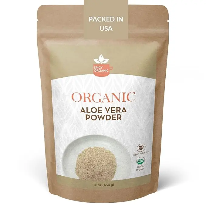 Organic Aloe Vera Powder for Skin & Hair – 16 oz. - Aloe Barbadensis - Nourishing Face Mask for Natural Beauty, USDA Certified Organic & Non-GMO Moisturizing Hydrating Skin Repair Skincare Rejuvenating Comfort Soothing Moisture