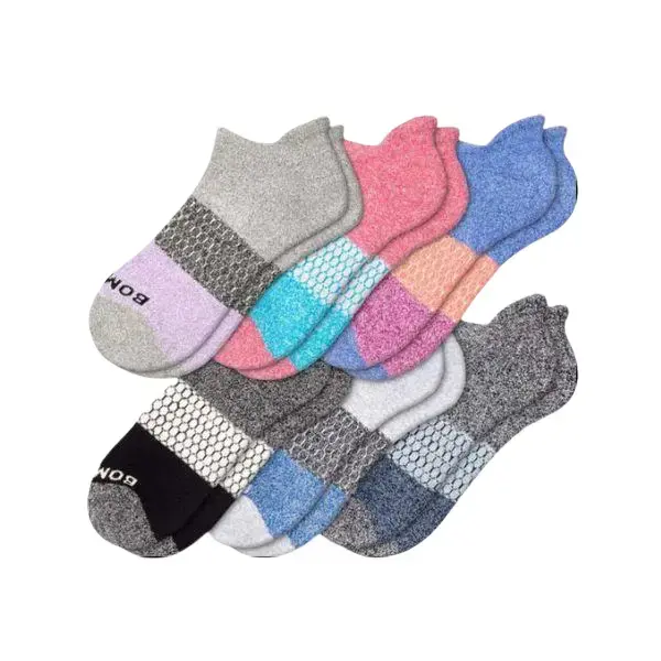 [Special Deal] Pack 5 BB Ankle Socks, Cushioned Footbed & Honeycomb Arch Support, Seamless Toe, Blister Tab, Soft Cotton Blend, Size S, M, L, Women's Men's Daily wear