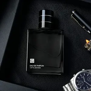 55ml Men's Black Woody Spicy Cologne, Long Lasting Pheromone Perfume with Mint, Jasmine & Sandalwood Notes, Summer Fresh Eau de Parfum for Daily & Dating Spray