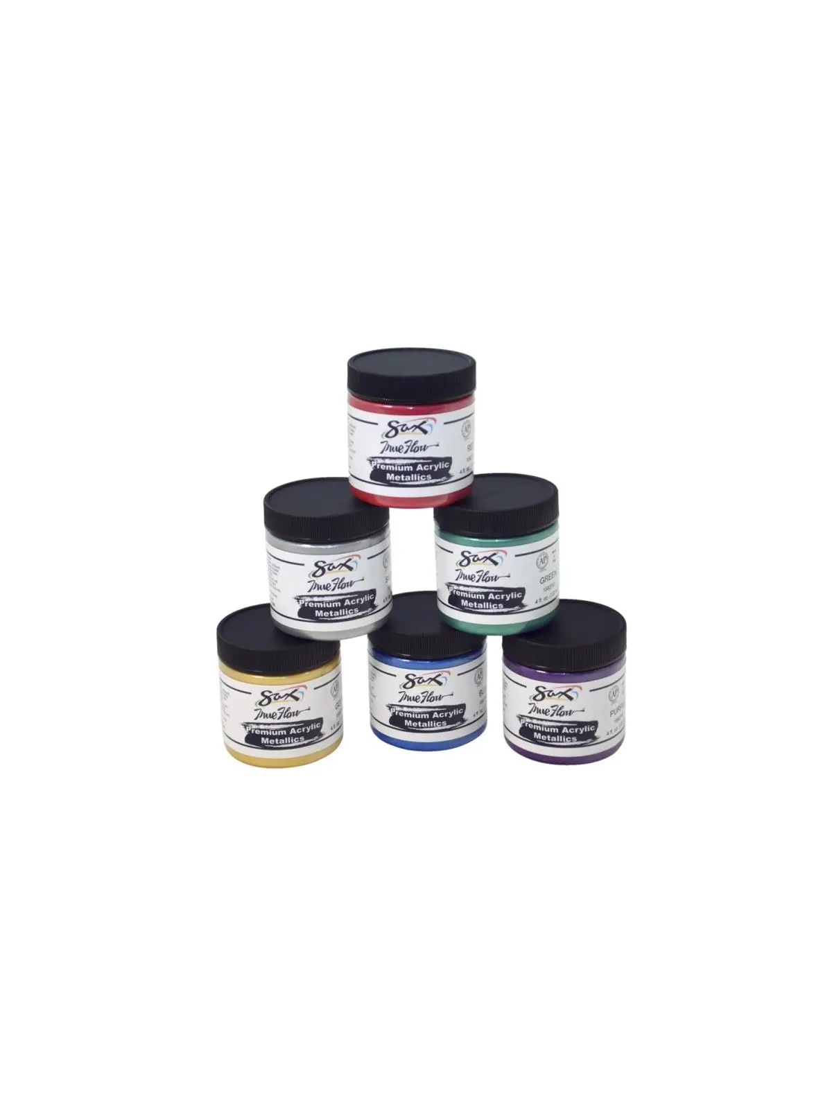 212 MAIN Premium Heavy-Bodied Acrylic Metallics Paint, Set of 6 (4 oz Jars) for Painting - Water Resistant with a Brilliant Metallic Finish, Non-Toxic, Can Be Used Alone Or Mixed, Dry Rapidly