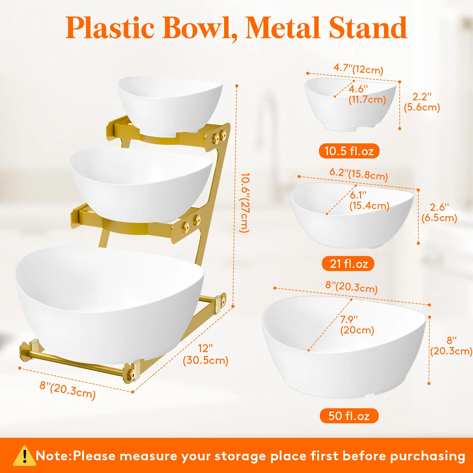 Mixed Size (5" + 6" + 8"), Gold