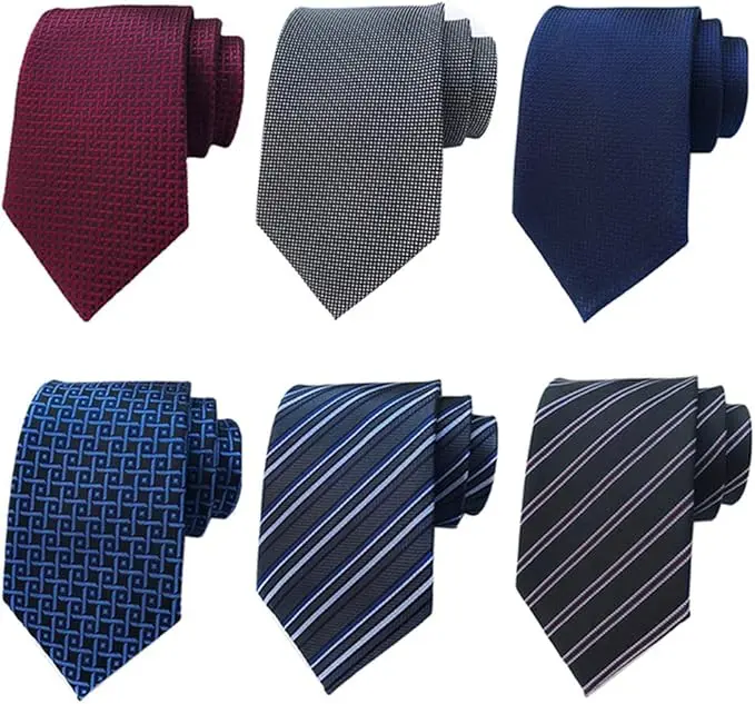Male 6-Pcs Silk Fabric Necktie Set, Classic Woven Jacquard, Stylish Tie Design, Everyday Car Interior Decoration Accessory, Ideal Gift for Husbands, 6 Pcs Of Neckties, Elegant