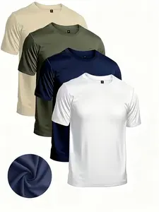 Men's Quick-Dry Sports T-Shirt Set, Short Sleeve Fitness Running Shirt, Performance Sportswear, Gym Workout Tee, Round Neck, Regular Fit, Home Comfort