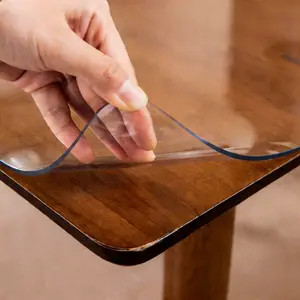 Easy Clean Small Clear Durable Table Protector Heavy Duty Transparent Table Cover Mat for 4 Seater Waterproof Oilproof Dining Table Kitchen Table Bistro Table Apartment Small Space Scratch Resistant Wipe Clean Cut to Fit BPA Free Vinyl Mat