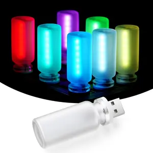 Interior USB LED Night Light, Touchable Dimming with 13 Modes of  Ambient Lighting Kit, Frosted Glass Bottle Lamp,  Interior Accessories Suitable for  , Pack of 1