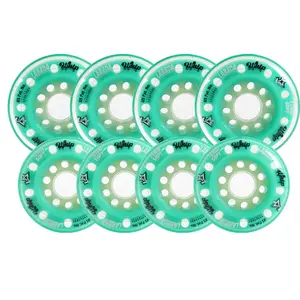 Labeda Whips Roller Hockey Wheels - Teal Soft HiLo Set 76mm/80mm - 8-Pack with Evo Spacers
