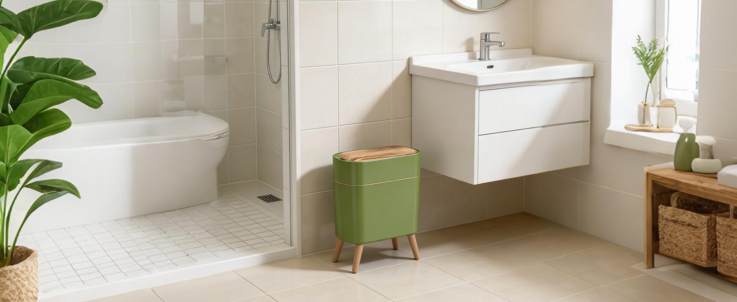 Pukomc Motion Sensor Trash Can with Lid Touchless Waterproof Garbage Bins for Kitchen Bathroom Bedroom Living Room Office Outdoor Black Automatic Dustbin with Wave Stripes and Pop-up Lid