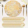 50pcs Disposable Golden Placemats Round Golden Doilies Dining Table Mats for Dining Table Wedding Birthday Party Holiday Decoration Eid Al-Adha Mubarak Christmas Favor