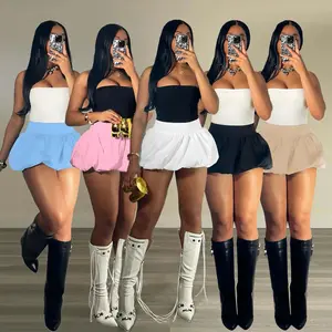 Puff Mini Skirt Cute Sexy Dress Y2K Streetwear 2024 Women Fashion Summer Clothes High Waist Pencil Short Bubble Pleated Skirts