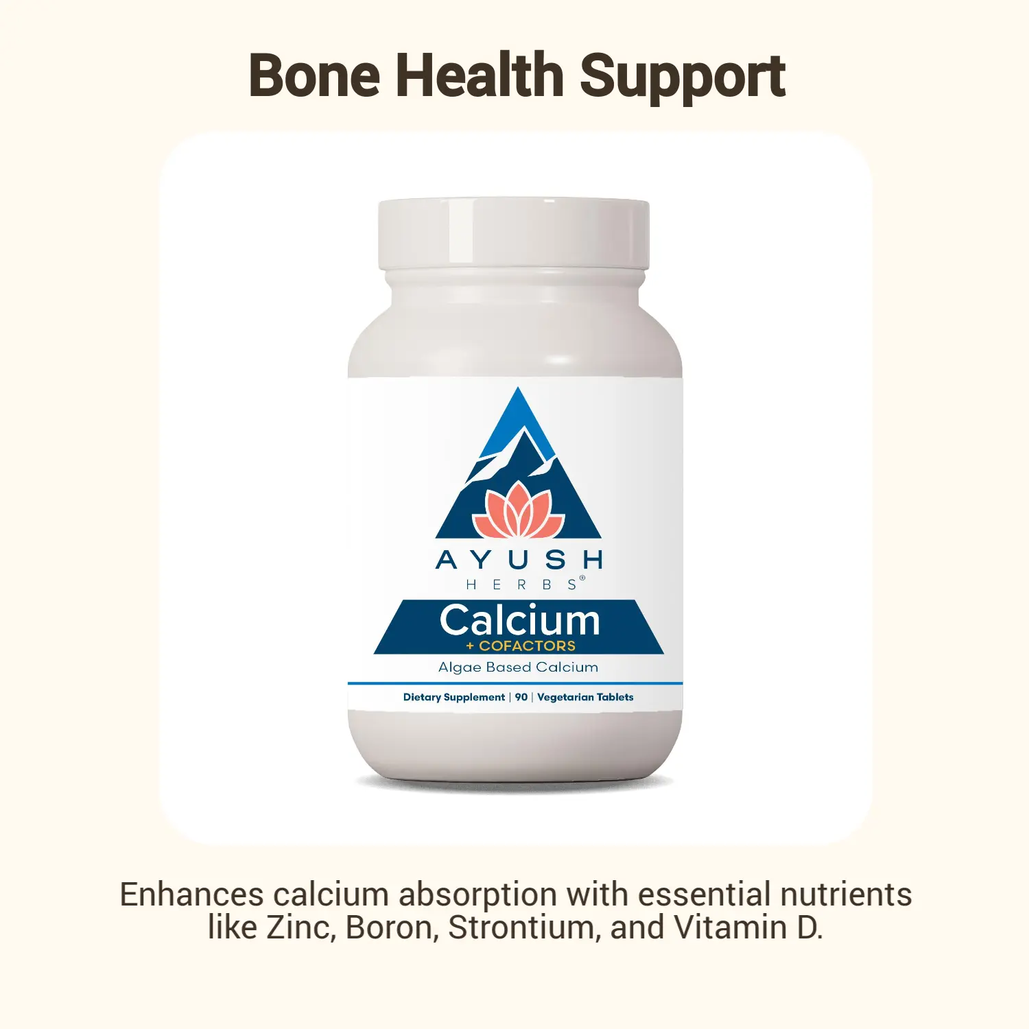 Ayush Herbs Calcium, Algae Based Calcium with Cofactors, 90 Tablets | Supports Bone Health and Mineralization, Vegetarian Tablets