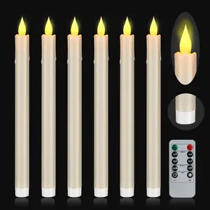 Flameless Taper Candles 10.6" Dripless  Operated with Remote Timer 6 Pack, 400+ Hours by 2   for  Decor, Candlelight Dinner, Weddings