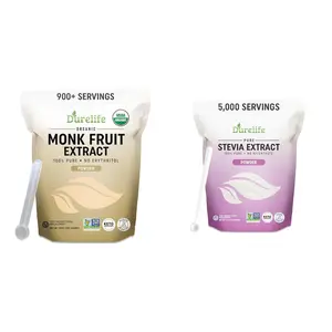 Durelife Organic 100% Pure Monk Fruit sweetener, No Erythritol and Durelife 100% Pure stevia extract sweetener 8 oz