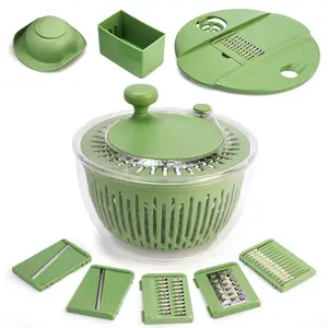 SUSTEAS 5-in-1 Salad Prep Station Green Durable Steel Chopping Basket with Strainer for Efficient Salad Fruit & Meal Prep Kitchen Utensil