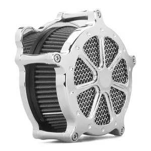Chrome Turbine Air Cleaner For Harley Twin Cam 1993-2017 Dyna Super Glide Softail Bad Boy Springer CNC machined from billet aluminum