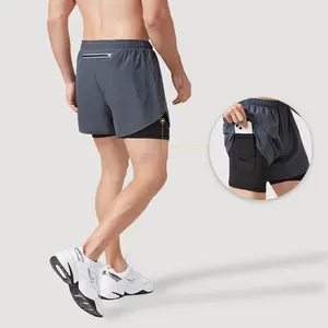 2-in-1 Men's Quick Dry Athletic Running Shorts - S-XXL Dual-Layer Elastic Stretch Tech Shorts, Breathable Design, Elastic Drawstring Waist for Running, Gym Wear, 2-In-1 Men's Shorts, Dual-Layer Men's Shorts
