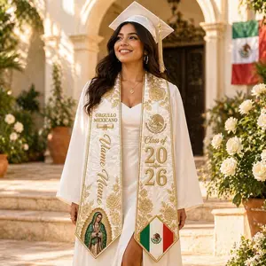 Personalized Mexican Graduation Stole 2026, Virgen de Guadalupe Catholic Sash, Orgullo Mexicano Senior Gift