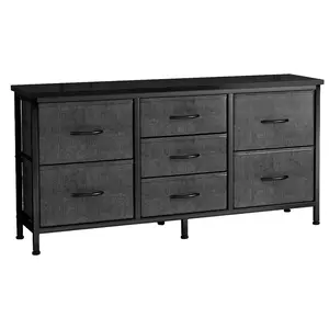 Stylish Wooden Top Metal Frame Drawer Dresser For Bedroom Spacious Drawers For Clothes And Accessories Storage