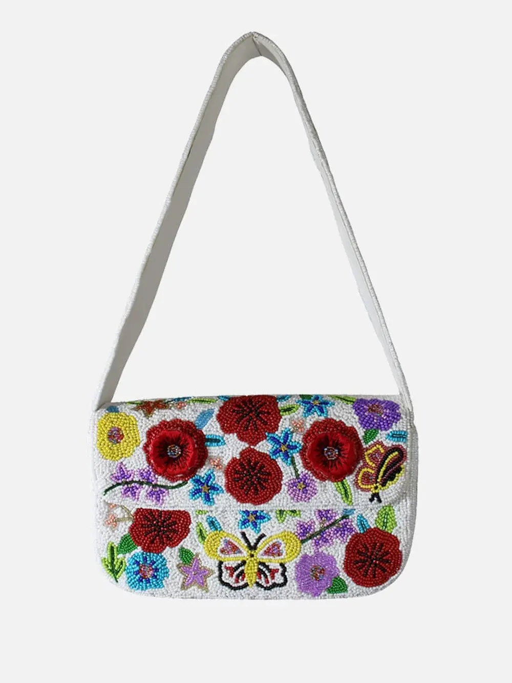 3D Floral Beaded Shoulder Bag