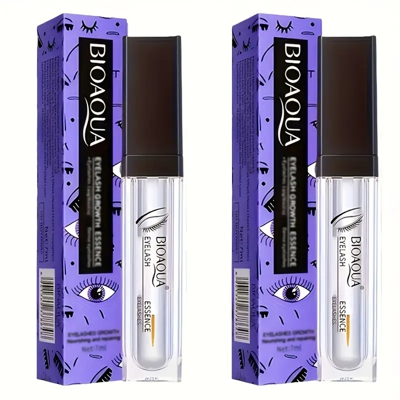 Set of Two Bioaqua Eyelash Serums- 7ml Each, Eyelash Growth Serum, Quick-Acting Formula for Volume, Length, Curl, Thicker Lashes, Made with Natural Ingredients Suitable for Sensitive, Dark Brown/Blonde Hair