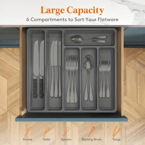Kitchen Chopsticks Fork Spoon Drawer Organizer Cover, Cutlery Storage Box, Covered Utensil Tray for Kitchen Storage, Durable & Convenient Design
