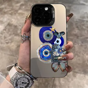 Creative Blue Eyes and Flower Pattern Phone Case / for iPhone 17 Air / 16 Plus / 15 Pro Max / 14 Pro / 13 / 12 / 11 / Full Protection Shockproof Phone Case / Ideal as a Gift for Family or Friends / Ideal Accessory / CY397