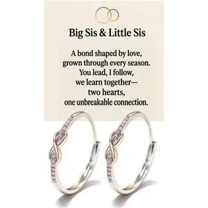 Sister Knot Twist Ring Set for Women - Interlocking CZ Bands for Big Sis & Little Sis, Friendship Promise Gift