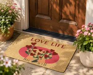 Simply Home Warm Welcome Decorative Doormat – Pink 16x24 Inch Anti-Slip Durable Stylish Entryway Mat