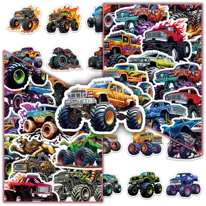 100pcs two sets of repetition monster truck creative cool cartoon stickers suitcase pencil case notepad personality decorative stickers