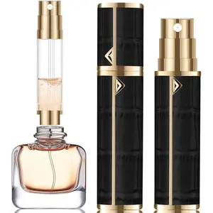 5ml Perfume Atomizer Travel Refillable,Mini Cologne Dispenser, Bottom-Filling Fragrances Perfumes Bottle,Portable Sprayer Pocket Size for Women Men Cruise  Trip (Black)