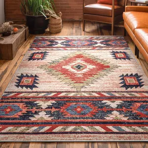 Lea Cream Traditional Southwestern Tribal Rug