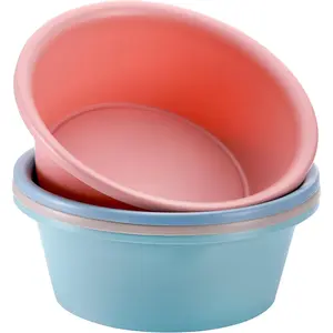 4 Pack Round Plastic Wash Basin, 5 Quart Stackable Camping Dishpan, Portable Vegetable Fruit Dish Tub, PP Small Multipurpose Washtub for  Cleansing,  Kitchen Sink Outdoor Indoor