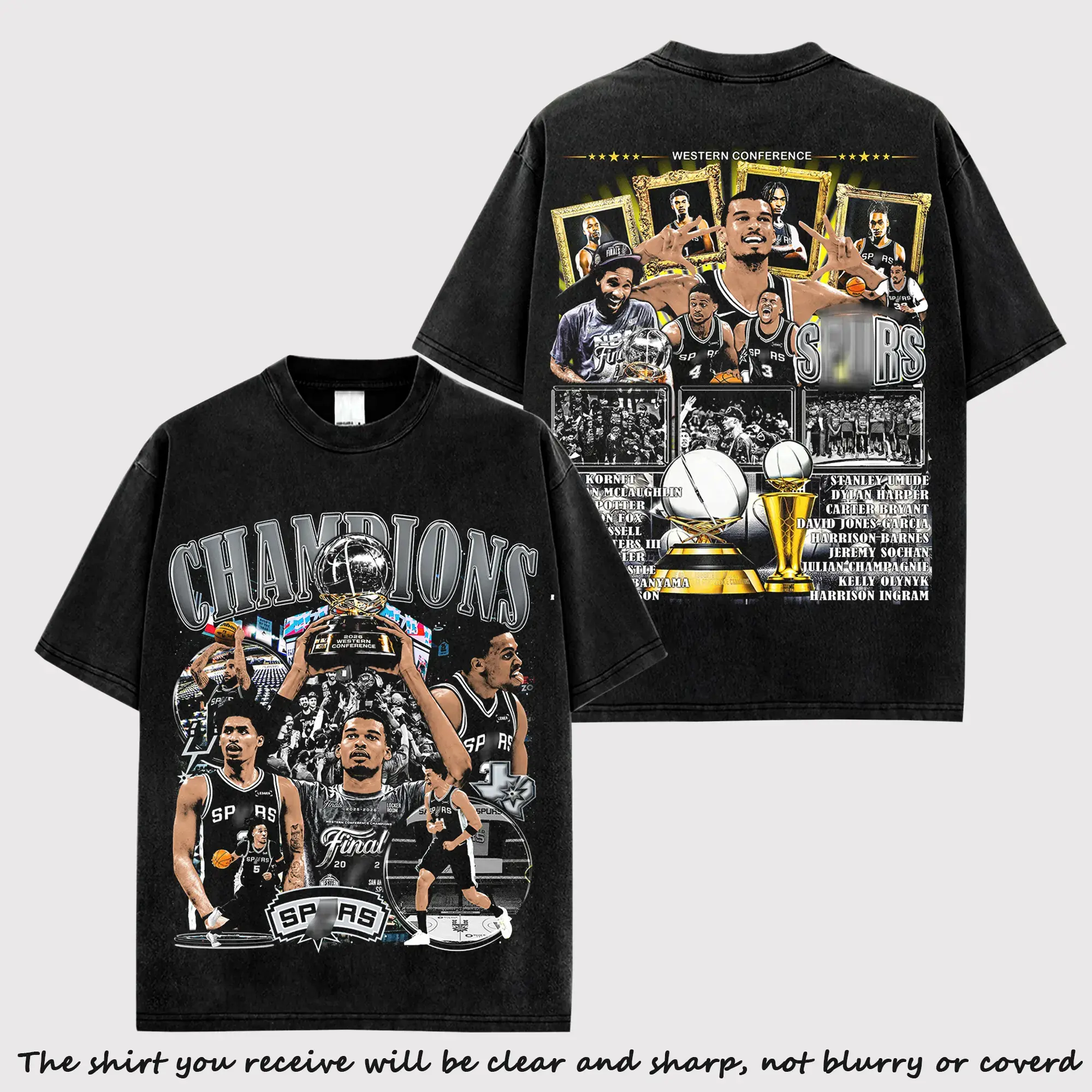 Spurs Champion 2026 Premium Cotton Shirt , Victor Wembanyama Fans, The Alien Fans, Dylan Harper Fans, Stephon Castle Fans, Spurs Nation Fans, French Vanilla Shirt, Basketball Shirt, Big Men's Classic Tropical Crew Neck Short Sleeve T-Shirt