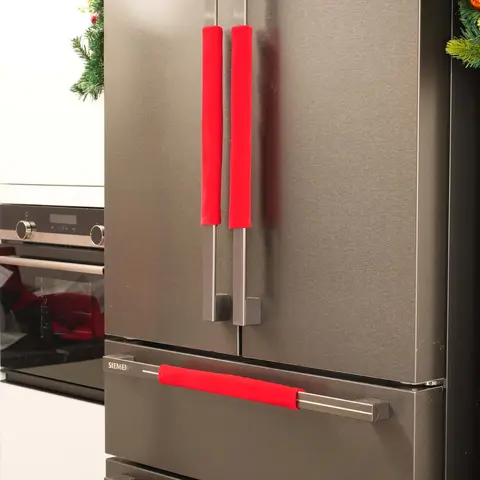 OUGAR8 Refrigerator Door Handle Covers,Keep Your Kitchen Appliance Oven,Dishwasher,Mirowave Clean from Smudges, Fingertips, Drips, &Food Stains, Perfect for Dishwashers (5pcs,Red)