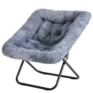 Comfy Saucer Chair for Adults, Soft Faux Fur Bedroom Chair, Accent Dorm Chairs, Flexible Living Room Reading Chairs, Oversized Folding Lounge Seat for Teens, X-Large Faux Fur XL Circle Chair for Bedroom, Dorm & Gaming, Foldable