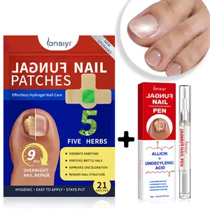 Lansiyi Nail Care Combo Set Nail Health Care Patches with 5 Herbs and Allicin & Undecylenic Acid for Solving Nail Problems Daily Care Nails Kit Set Self Care Tools Silicone Manicure Nail Care Patches 21pcs/bag and Nail Care Pen