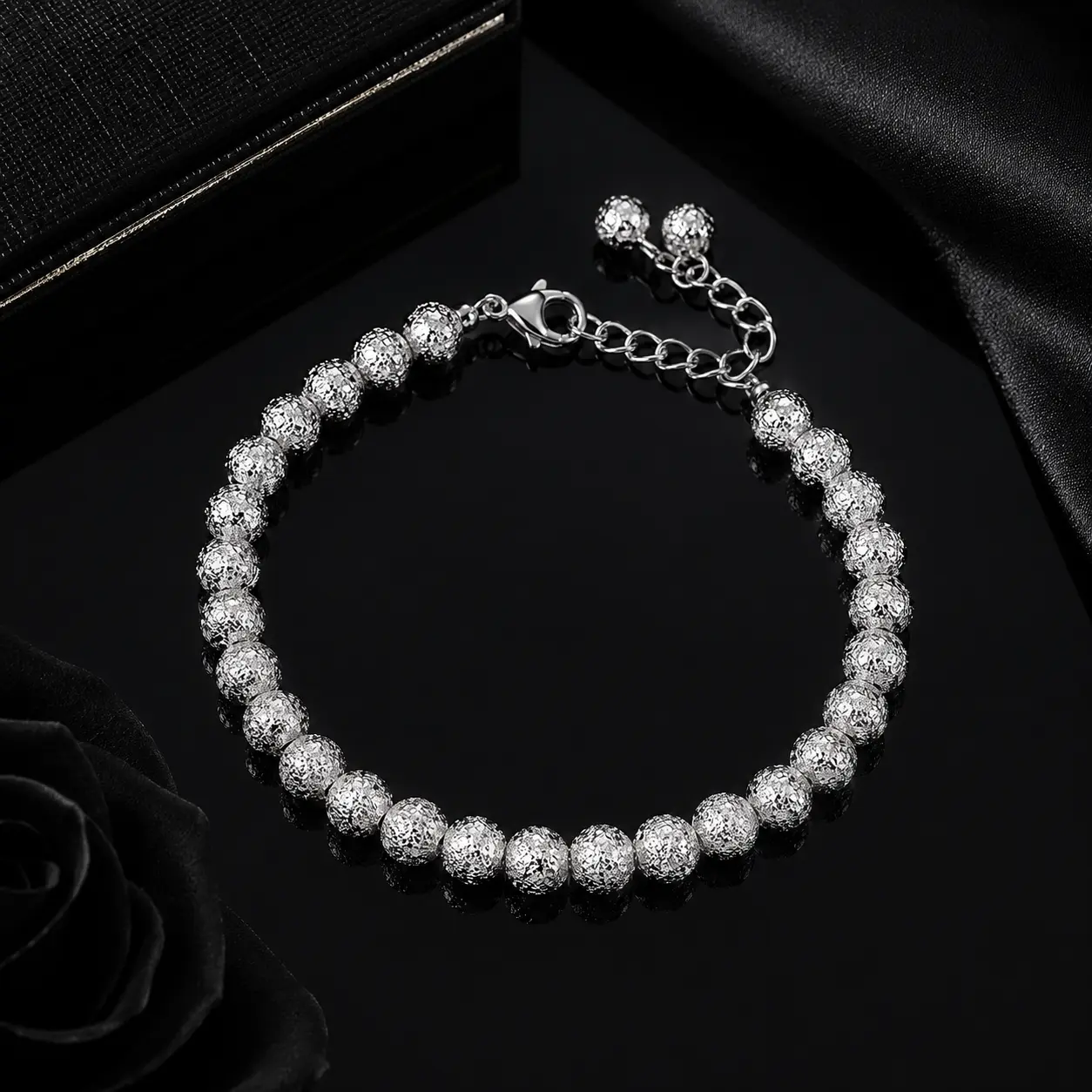 S925 Moonlight Spark Bracelet 7'' to 8'' Inches by extension Silver Plated no tarnish