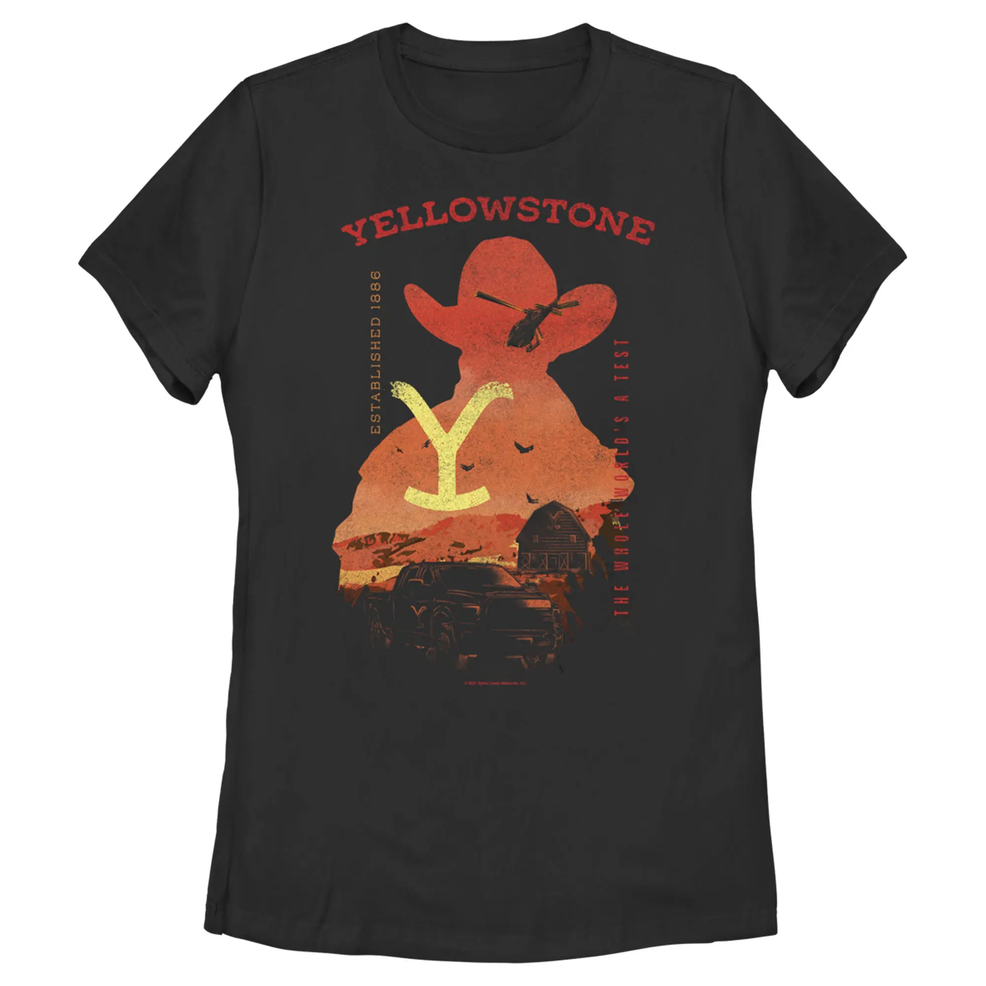 Women's Yellowstone Sunset Silhouette John Dutton & Truck T-Shirt