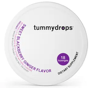 Tummydrops Organic Blackberry Ginger Flavor Tummydrops, Gluten Free Certified, Vegan, Nothing Artificial, 18 Drops in Recyclable Tin Gluten Free GMO Free Organic Dairy Free