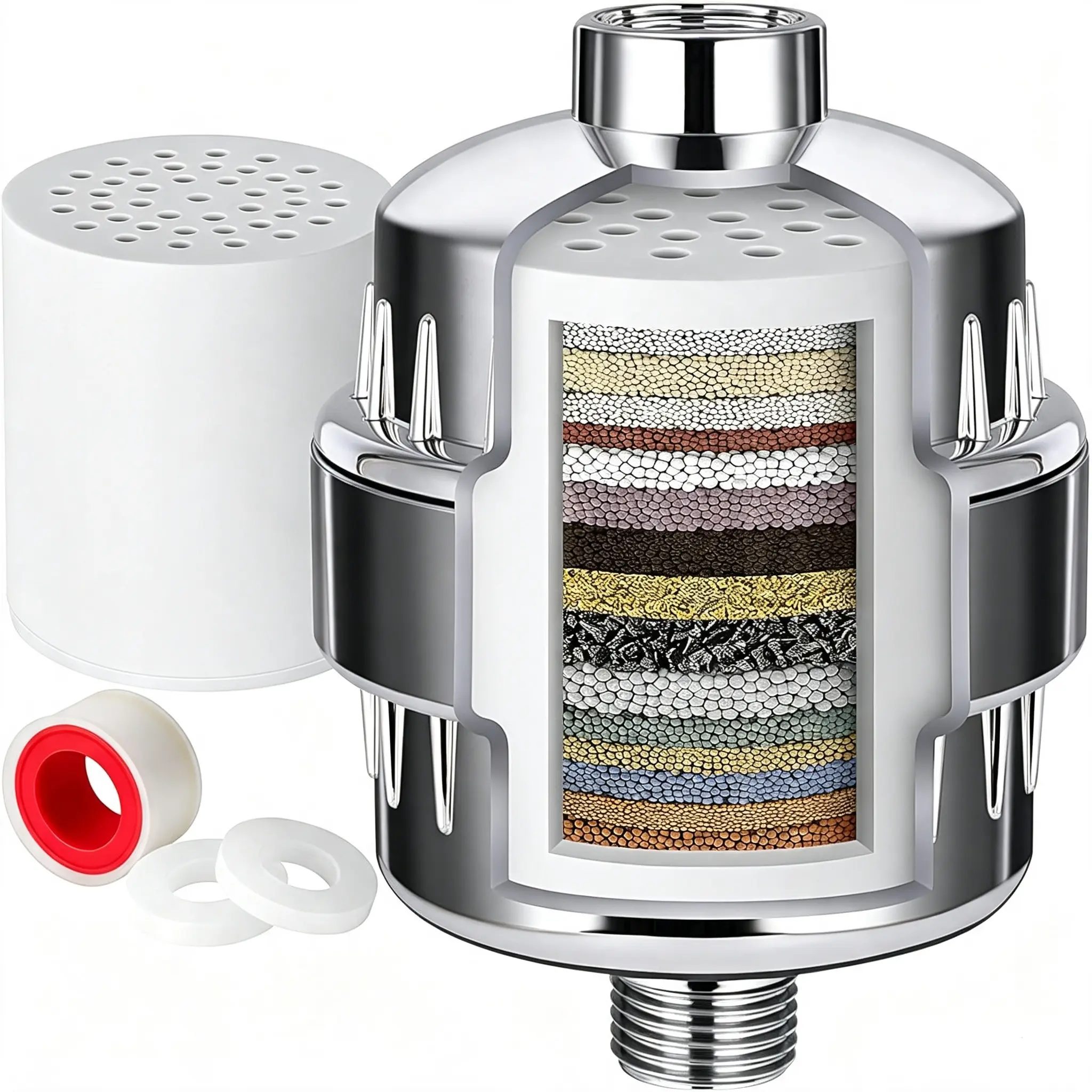 Shower Head Filter Hard Water, Shower Water Filter For Hair And Skin, Shower Filter Head For Hard Water Shower Water Filter Heavy Metals Silver
